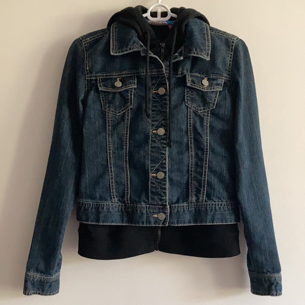 SO jean jacket with hoodie